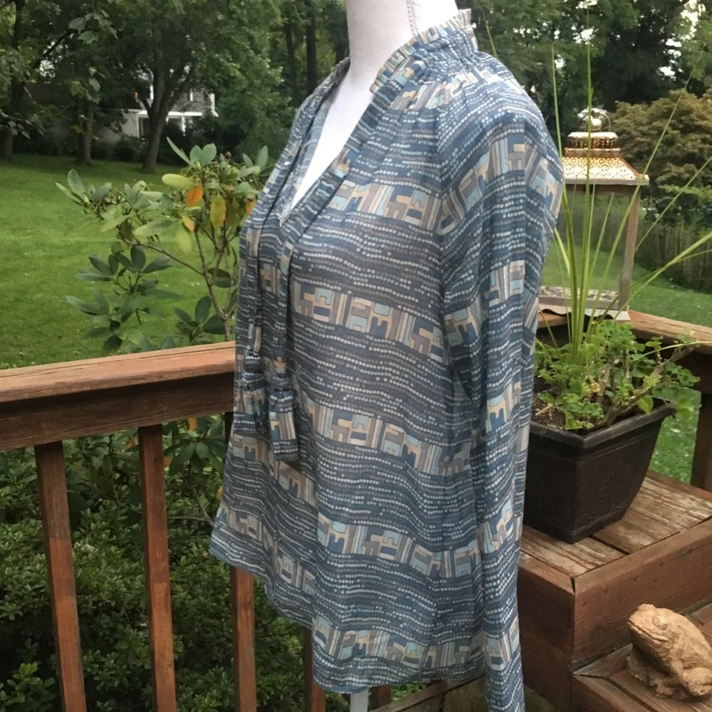Calypso St. Barth Vintage Geometric Blouse Resort Lux Cottage Boho Festival Rare